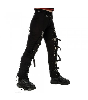 Women’s Black Gothic Skinny Pants | Buckle Strap & D-Ring Punk Trousers
